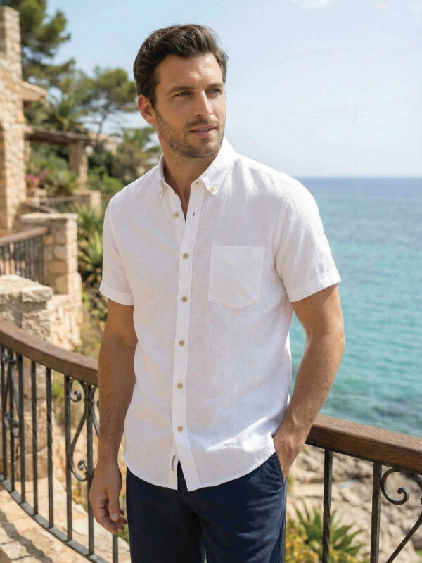 Pánska ľanová košeľa BUFFON biela 