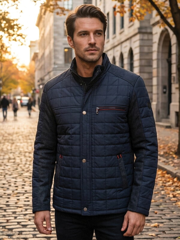 Pánska prešívaná bunda tmavomodrá