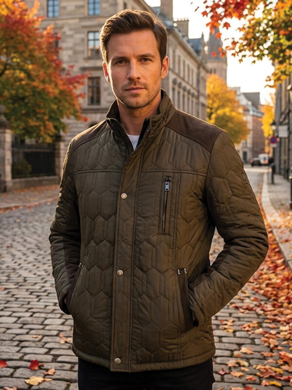 Pánska prešívaná bunda tmavozelená