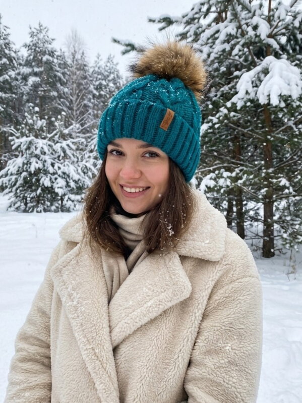 Dámska čiapka s brmbolcom Octawia petrolejová