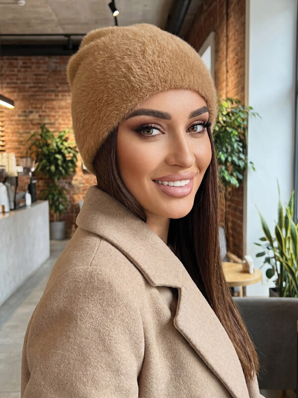 Dámska alpaková čiapka v hnedej farbe