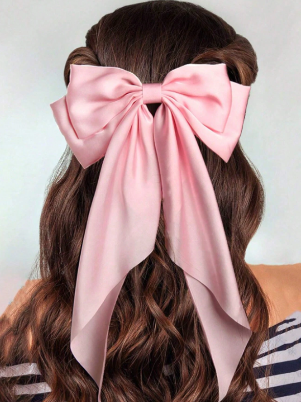 Romantická ružová dámska mašľa do vlasov 