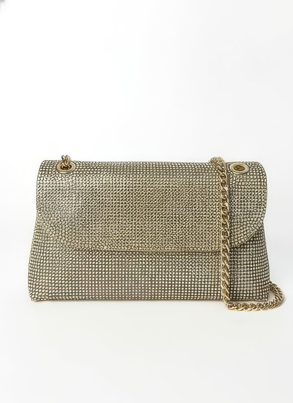 Kabelka moderná trblietavá zlatá 