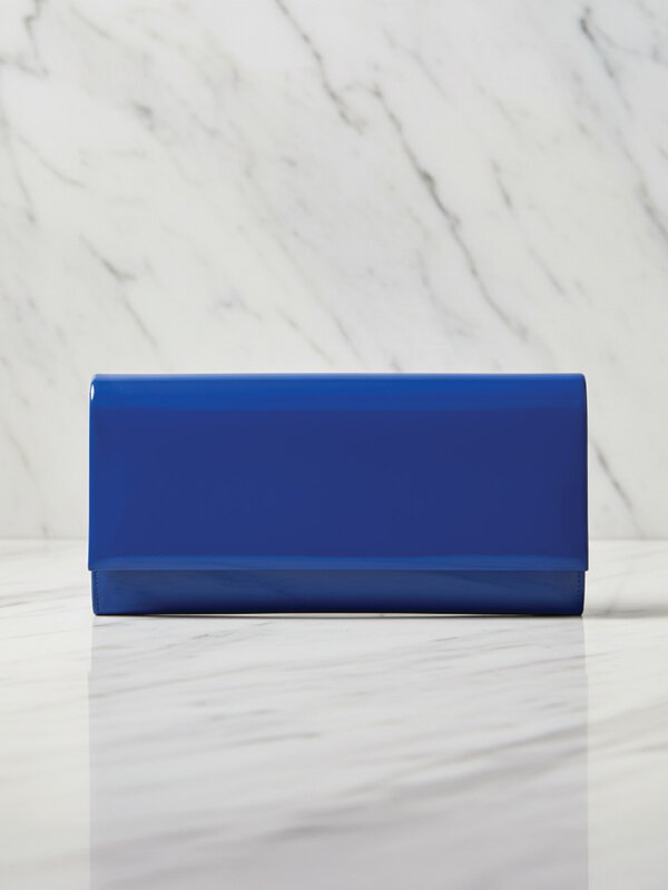 Luxusná dámska lakovaná modrá kabelka 