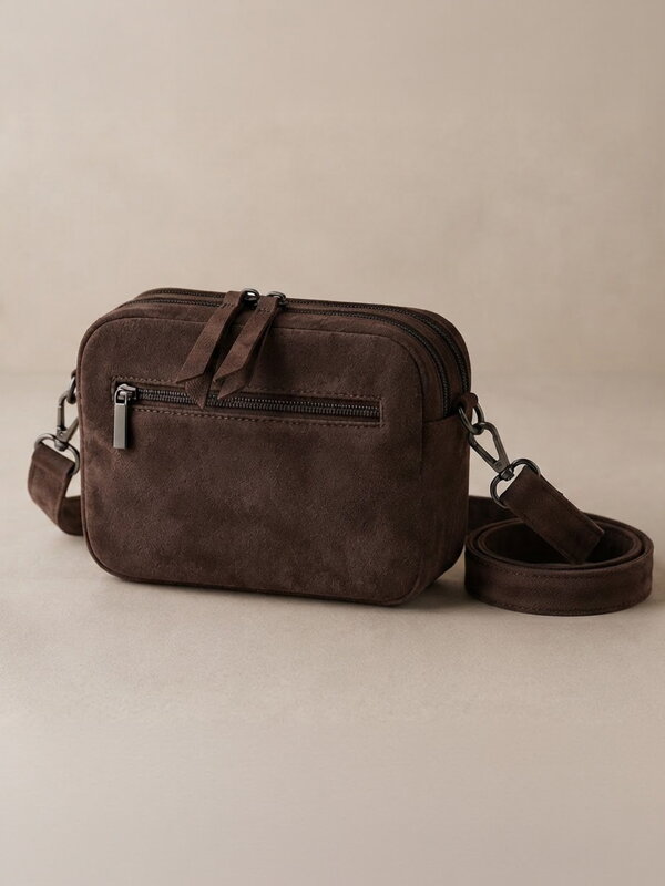 Dámska semišová crossbody kabelka Chocolate