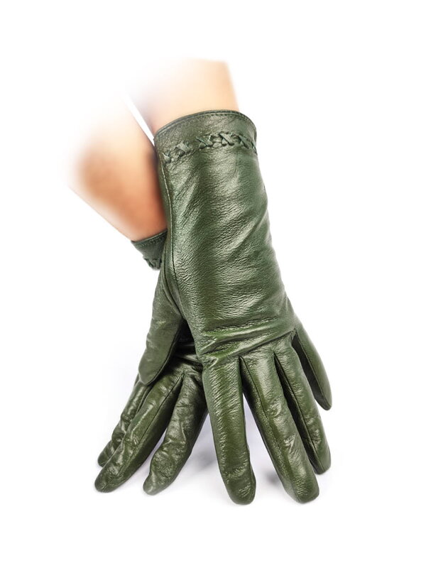 Dámske kožené rukavice zelené