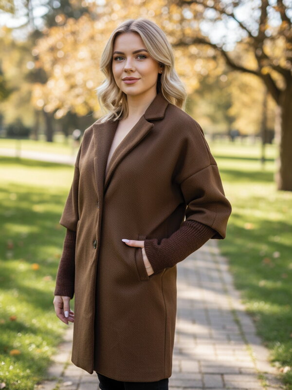 Dámsky hnedý kabát 