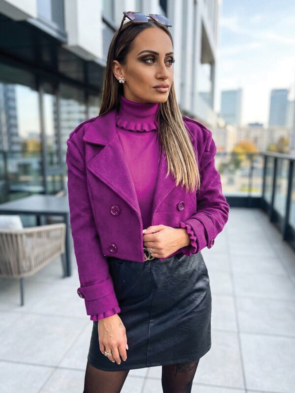 Slivkový prechodný kabát do pásu 