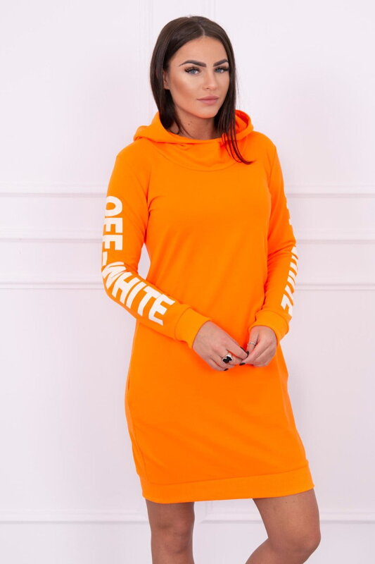 Športové šaty 62072 OFF WHITE neón oranžové 
