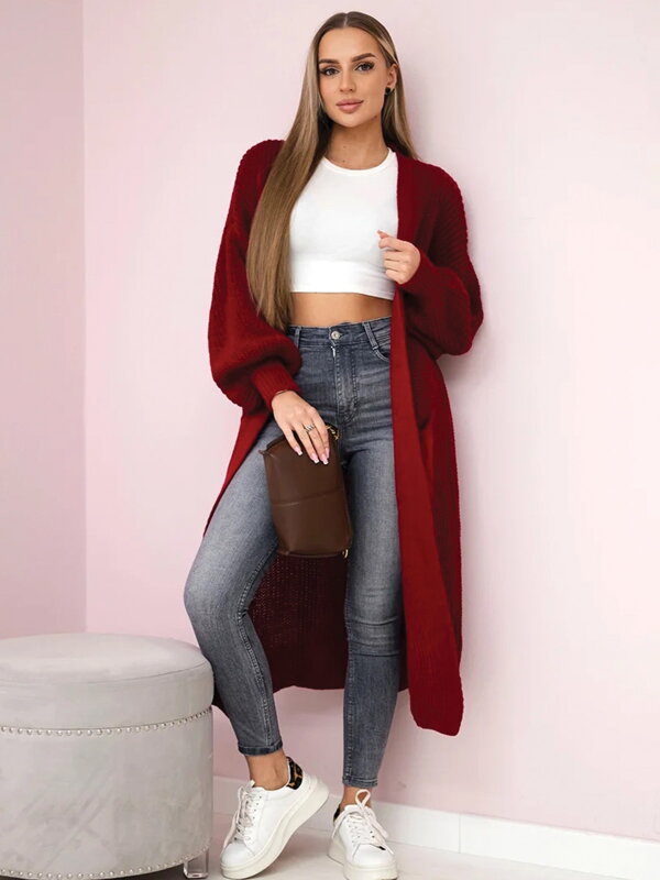 Dámsky dlhý kardigán IT-8 burgundy
