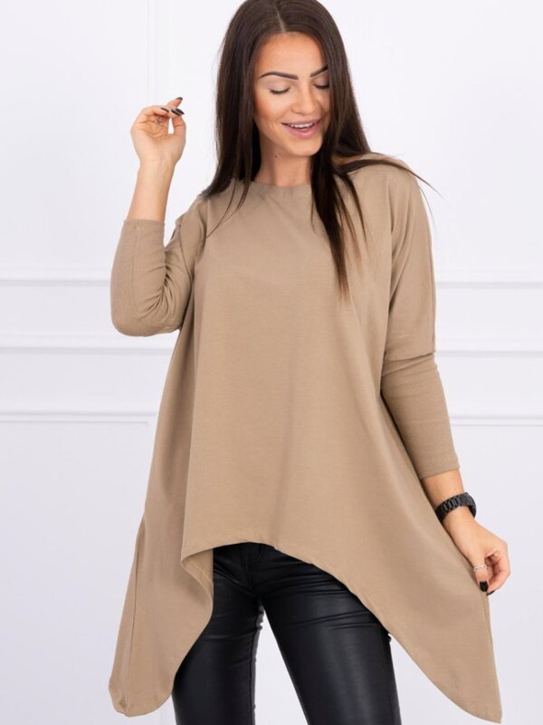 Dámske oversize tričko s dlhým rukávom 8875 camel Dámske oversize tričko s dlhým rukávom 8875 camel