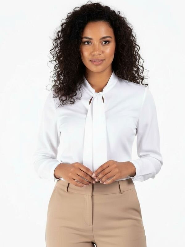 Biela dámska blúzka s mašľou VSB