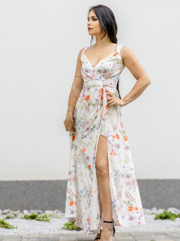 Dámske MAXI šaty VS white floral Dámske MAXI šaty VS white floral
