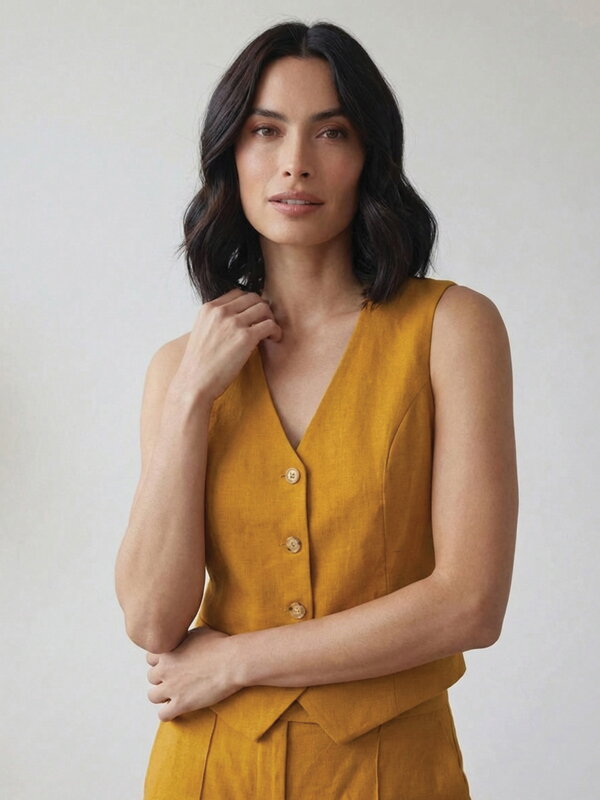 Dámska vesta v horčicovej farbe VSB LEMI