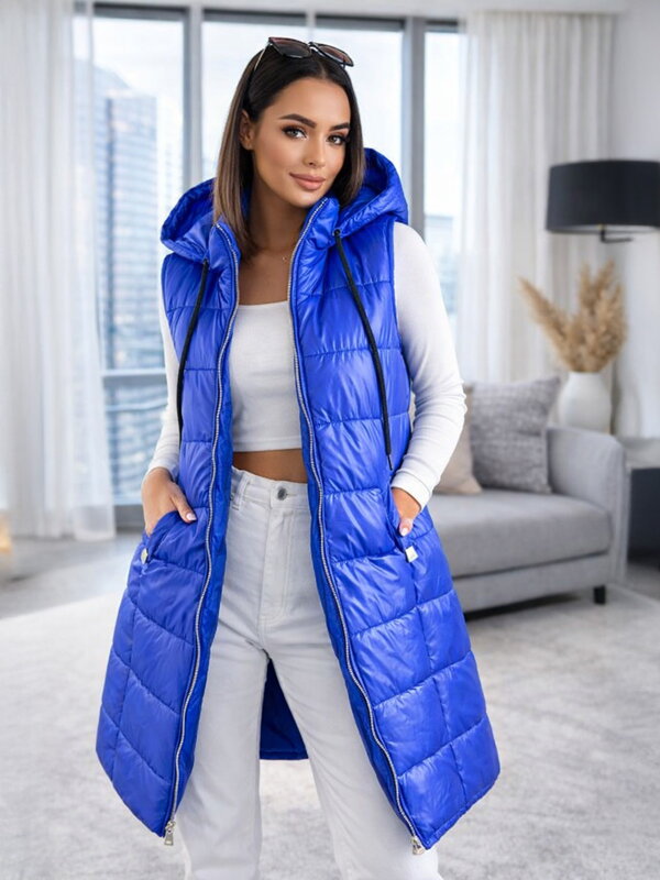 Štýlová vesta na zips v modrej farbe 