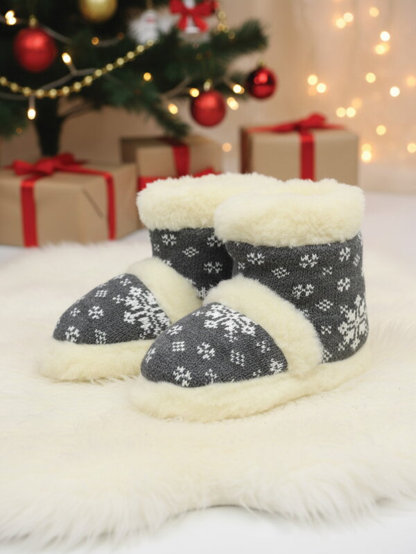 TV papuče s ovčou vlnou model 48 sivé vysoké