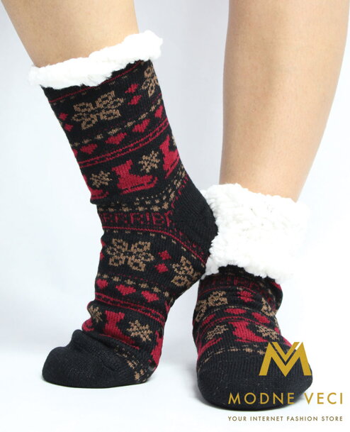 Dámske vianočné ponožky korčuľa  EJ-201 čierna 